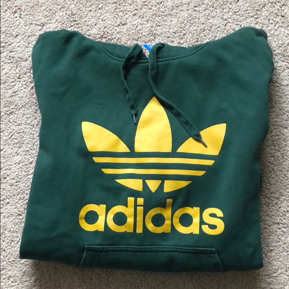 Adidas Trefoil Green/Yellow Hoodie Small